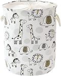 INough 58 L Laundry Basket Toy Storage Baskets Extra Large Baby Hamper for Kids, Nursery Hamper Foldable Toy Basket Washing Basket with Drawstring Closure Toy Storage for Living Room (Giraffe)