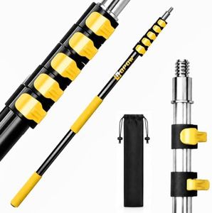 4.8-24ft Professional Extension Pole - 30ft Maximum Reach for Commercial & High Residential Use - Extra-Thick Aluminum with Quick-Release Clasps