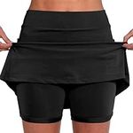 Sport Skirts for Women UK Petite to Plus Size Stretchy High Waisted Golf Tennis Skorts Athletic Pleated Skirts Inner Yoga Leggings Running Cycling Activewear Skirts Shorts Black