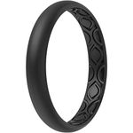 ThunderFit Women Breathable Air Grooves Silicone Wedding Ring Wedding Bands 3mm - 1 Ring (Black, 8.5-9 (18.9mm))