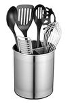 Extra Large Stainless Steel Kitchen Utensil Pot - 360° Rotating Utensil Holders - Weighted Stable Base - Utensil Storage Caddy with Removable Divider for Easy Cleaning - Utensil Holders & Organisers