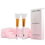 Silicone Face Brush & Headband Set - Face Mask Brush, Silicone Brush & Face Mask Applicator - Face Spatula Mask Brush, Silicone Face Mask Brush, Face Mask Brush Applicator by grace and stella