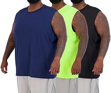 Real Essentials Men's Big and Tall Active Dry Fit Tank Top Wicking Active Athletic Gym Top Clothes Lounge Sleep Running Sleeveless Workout Tee Muscle Workout Running, Set 5, 3XLT, Pack of 3