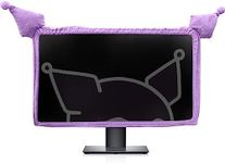 Kakurookie 27'' - 34'' Computer Monitor Protective Cover with Cat Ear Design, Cute Purple Monitor Dust Cover with Furry Design, Elastic Dustproof, Suitable for PC, Tablet, TV (27-34in, Purple)