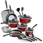 Tramontina PrimaWare 18 Pc Aluminum Nonstick Cookware Set – Red