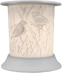 Cello Porcelain Straight Electric Melt Burner, Bird Pattern, Safe for Use with Children and Pets, Perfect Wax Melts and Wax Medallions