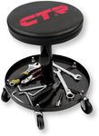 CTR Rolling Mechanic Shop Stool with Magnetic Tool Tray, Heavy Duty Work Stool, Adjustable Garage & Workbench Stool, Shop Stool with Wheels, Creeper Seat Shop Chair