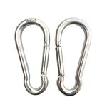 Prospo 10x100mm Stainless Steel Spring Snap Hook Carabiner/Hook Swing Connector/Heavy Duty Multipurpose (Silver) - Pack of 2pc (10MM)