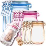 INKULTURE 15 Pcs Mason Jar Ziplock Bags Storage, Reusable Freezer Bags (Polyethylene, Multicolour)