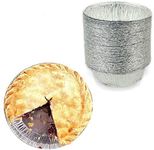 4" Round Pie Tart Tin Foil Pans - Freezer & Oven Safe Disposable Aluminum - for Baking, Cooking, Storage & Reheating - Pack of 50