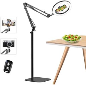 10" Ring Light Tripod for iPhone Overhead Phone Mount Holder, Flexible Ring Light with Stand - LED CRI >95 & Adjustable 70" Height, Phone Stand for Recording Video Camera Selfie Vlog TikTok YouTube