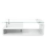 Homes: Inside + Out Korso Contemporary Storage Glass Top Coffee Table, Glossy White