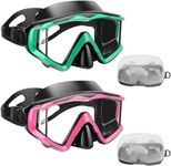 Diving mask Anti-Fog Swimming Snorkel mask Suitable for Adults Scuba Dive Swim Snorkeling Goggles Masks (Green+Pink, Adult)