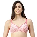 Enamor A039 Everyday stretchable cotton T-shirt Bra for women - Padded, non-wired & medium coverage | Available in solids & prints(A039-Trailing Flora-36D)