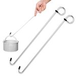 PEUTIER 2pcs Skimmer Basket Hook, 14.4in Skimmer Lid Lifting Hook Pool Skimmer Stainless Steel Extension Handle Pool Skimmer Basket Hook for Debris Clean Maintenance Knee(Silver)