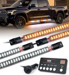 LUMENIX 70 Inch Emergency Running Board Rigid Strobe Lights Strip Bar 864 LED Flashing Warning Safety Light with Controller for Construction Vehicles Work Commercial Trucks Pickups Cars - Amber White