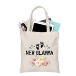 BDPWSS Grandma To Be Gift Grandma Tote Bag For Women First Time Grandma Gift New Grandma Gift Grandmother Canvas Handbag (New Glamma TGCA)