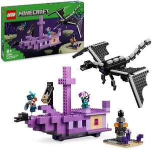 LEGO Minecraft El Dragón Ender y el Barco del End de Juguete de Construcción, Juego de Aventuras con Armas, Regalo Gamer para Niños y Niñas de 8 Años o Más, Figura de Explorador 21264