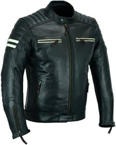 INTAN Safety with Style Mens Motorcycle Armored (Natural Grain) Leather Jacket IN-4026, Black, Medium