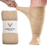 Viasox EasyStretch™ Diabetic Socks for Men & Women, Non Binding Top, Seamless Toe, Loose Fit (Tan, X-Large)