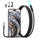 Endoscope Camera with Light, Teslong USB-C Borescope Inspection Camera with 8 LED Lights, 5FT Flexible Waterproof Fiber Optic Camera, Snake Scope Cam Compatible with iPhone 15, Android Phone & Tablet