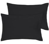 Royale Linens Pillow Shams 2 Pack Standard Size 20x26 Inch -Brushed 1800 Microfiber - Bed Pillow Shams Wrinkle &Fade Resistant Super Soft and Cozy-Back Overlap Closure - Oxford Pillowcase (Std, Black)