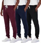 3 Pack Mens Men Big & Tall King French Terry Joggers Tech Fleece Active Sweatpants Sports Athletic Workout Training Jogger Men's Track Gym Pants Casual Quick Pockets Elastic Bottoms - Set 2, 4X Tall