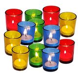 Pure Source India Multicolor Glass Votive Tealight Candle Holders - Living Room Side Table Home Decoration (Glass, Pack of 12