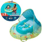 SwimWays Baby Spring Float with Adjustable Canopy and UPF Sun Protection, Green Octopus