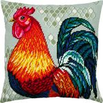 Rooster. Needlepoint Kit. Throw Pillow 16Ãƒâ€”16 Inches. Printed Tapestry Canvas, European Quality