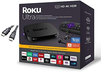 Roku Ultra Streaming Media Player 4K/HD/HDR Premium JBL Headphones w/Ghost Manta 4K HDMI Cable