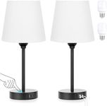 Table Lamps for Bedrooms Set of 2 Bedside - Nightstand Bedroom Lamp with USB/USB-C Port, Dimmable Touch Small End Side Lamp, White Night Stand Light for Kid/Guest Room/Living Room (White)