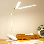 RATAVA 3 Colour Mode LED Table lamp Folding Neck Reading Light Rechargeable led Reading Light Study Lamp for Students, Night Light for Study Room 1pc (Desk Lamp with Clip)