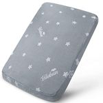 Biloban Pack and Play Mattress Topper 38" x 26", Playard Mattress Viscose Made from Bamboo Dual Sided (Firm for Babies) & Soft Foam (for Toddlers), Breathable, Playpen/Play Yard Mattress, Grey