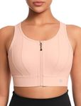 Yvette Front Closure Sports Bras for Women High Support Large Bust Supportive Sports Bra High Impact for Running,Pale Pink,2XL