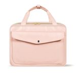 SITTELLA® Foldable PU Leather Waterproof Toiletry Kit Bag with Hanging Hook for Family Trip Travel Storage Vanity Make Up Organizer Bag for Women Full Size for Toiletries (Pink Color)