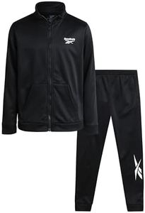 Reebok Boys' Tracksuit Set - 2 Piece Tricot Track Jacket and Jogger Sweatpants - Activewear Set (8-12), Black, 8