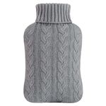 samply Hot Water Bottle with Knitted Cover, 2L Hot Water Bag for Hot and Cold Compress, Hand Feet Warmer, Neck and Shoulder Pain relief, Gray