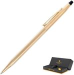 Gold Cross Pen | Personalized Cross Classic Century 23 Karat Gold Plated Ballpoint. Engraved Gift Pen for Awards or Celebrations Gift Box Included.