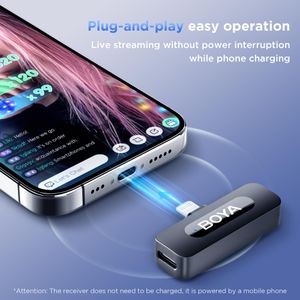 BOYA Wireless Lavalier Microphone for iPhone – 100m Range, Mini Lapel Mic for Podcast & Video