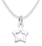 Sterling Silver Children's Star Necklace on 14'' (35cm) Silver Curb Chain - Size 10mm x 11mm Gift Boxed 8101/14