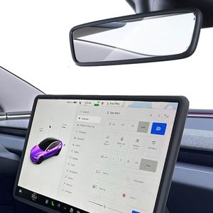 Yeapop 2Pcs Silicone Protector Frames of Screen and Rear View Mirror for Tesla Model 3 2024 Highland and Model Y 2025 Juniper. (Black)