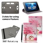 Universal 360° Rotational Colourful Various PU Leather Stand Case Cover Fits All 7" Inch Android Tablets tab devices + Free Stylus Pen (Pink Tree Hut Book)