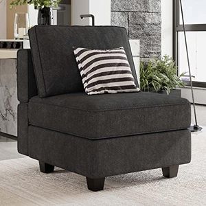 Belffin Fabric Modular Sectional Sofa Middle Seat Module Couch Side Sectional Free Configuration Middle Black