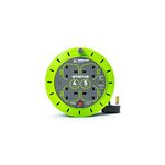STATUS 4 Socket Cable Reel | 5m Green Extension Lead | 13A with Thermal Cut Out | Heavy Duty Outdoor Extension Lead | S5M13ACR5