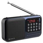 Amkette Pocket Mate FM Radio with Bluetooth Speaker - Type C Charging, Antenna, Multiple Playback 8 Hours Playtime, and Number Pad (Headphone Jack, SD Card, USB Input) (Blue)