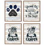 VNWEK You and Me and Th Dogs Funny Camping Queen and King Wall Art Poster Prints Unframed 8”x10”Set Of 4,Farmhouse Camping Decorations for Camper RV Home,Campers Camping Lovers Gifts,Dog Lovers Gift