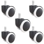 KARP Office Chair Caster Wheels - 2 Inch Office Chair Wheels Replacement, Desk Chair Wheels for Computer and Gaming Chair, Safe for All Floors and Carpets (Pin Type-White)
