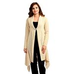 PIPASA Women's Acrylic V-Neck Cardigans Sweaters (BORDERFRONT-SHRUG_Cream_2XL)