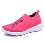 TIOSEBON Women's Athletic Slip On Walking Tennis Shoes Casual Mesh-Comfortable Work Workout Running Sneakers 5 US Rosy